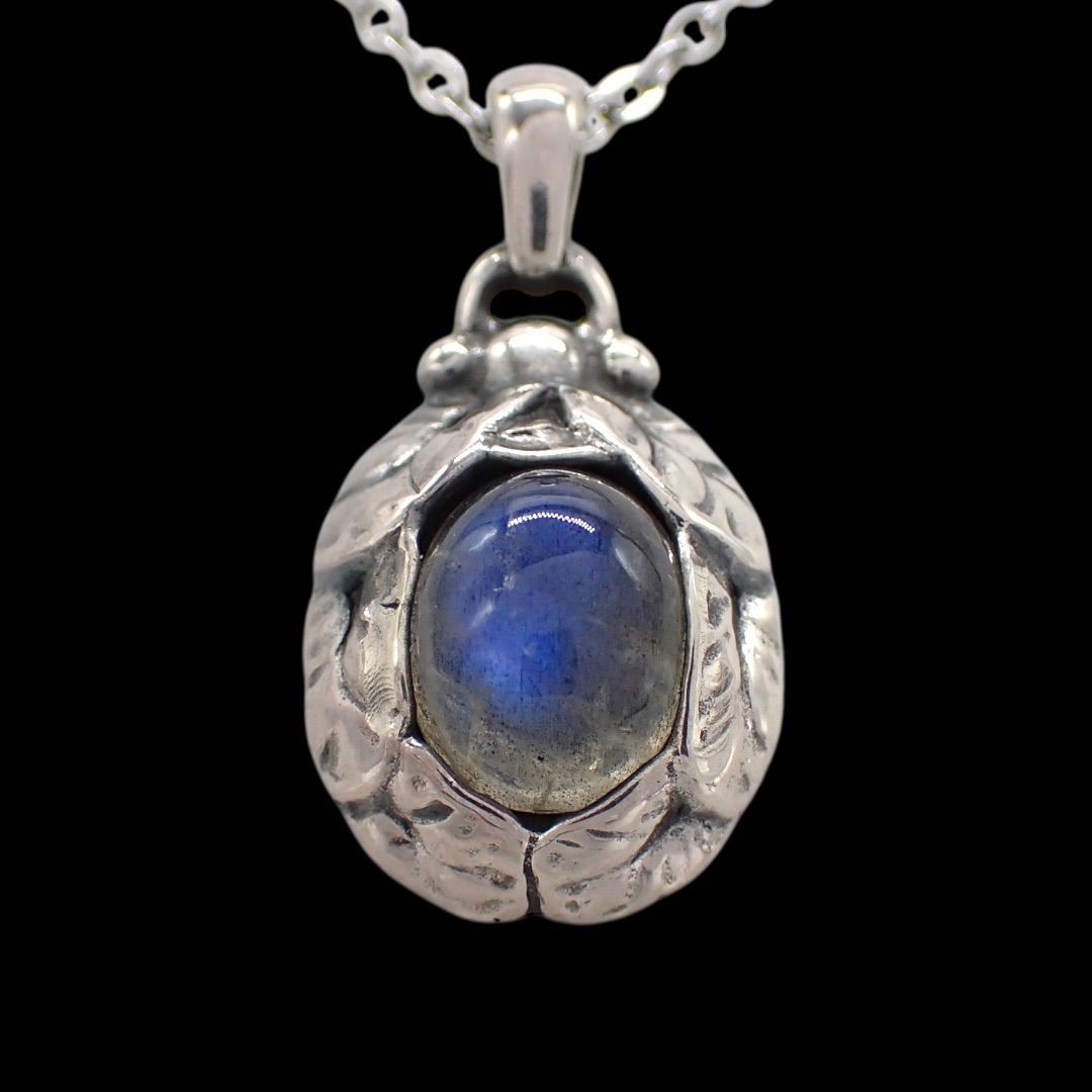 ジョージジェンセン 1997 ラブラドライト 925 イヤーペンダント 4276