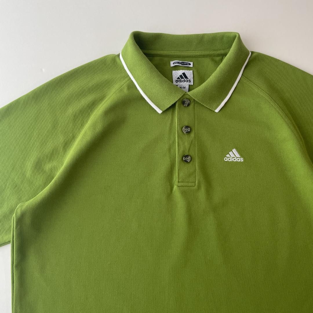 adidas デザインポロシャツ 刺繍ロゴ ワンポイント 抹茶カラー 万国旗
