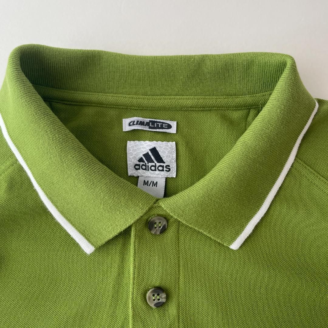 adidas デザインポロシャツ 刺繍ロゴ ワンポイント 抹茶カラー 万国旗