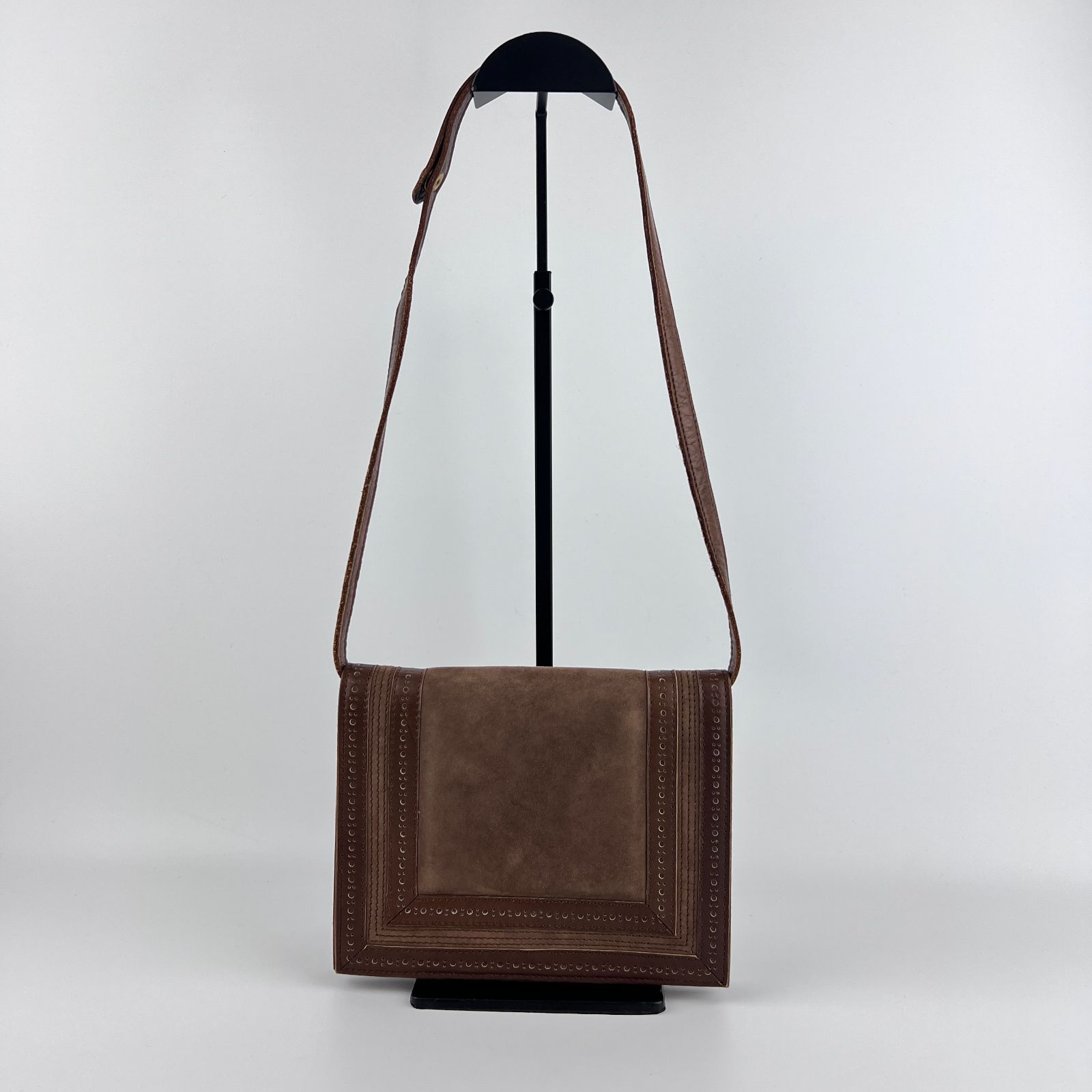 Yves Saint Laurent イヴサンローラン ショルダーバッグ ブラウン スエード レザー ヴィンテージ レディース HIBUOCHI VINTAGE