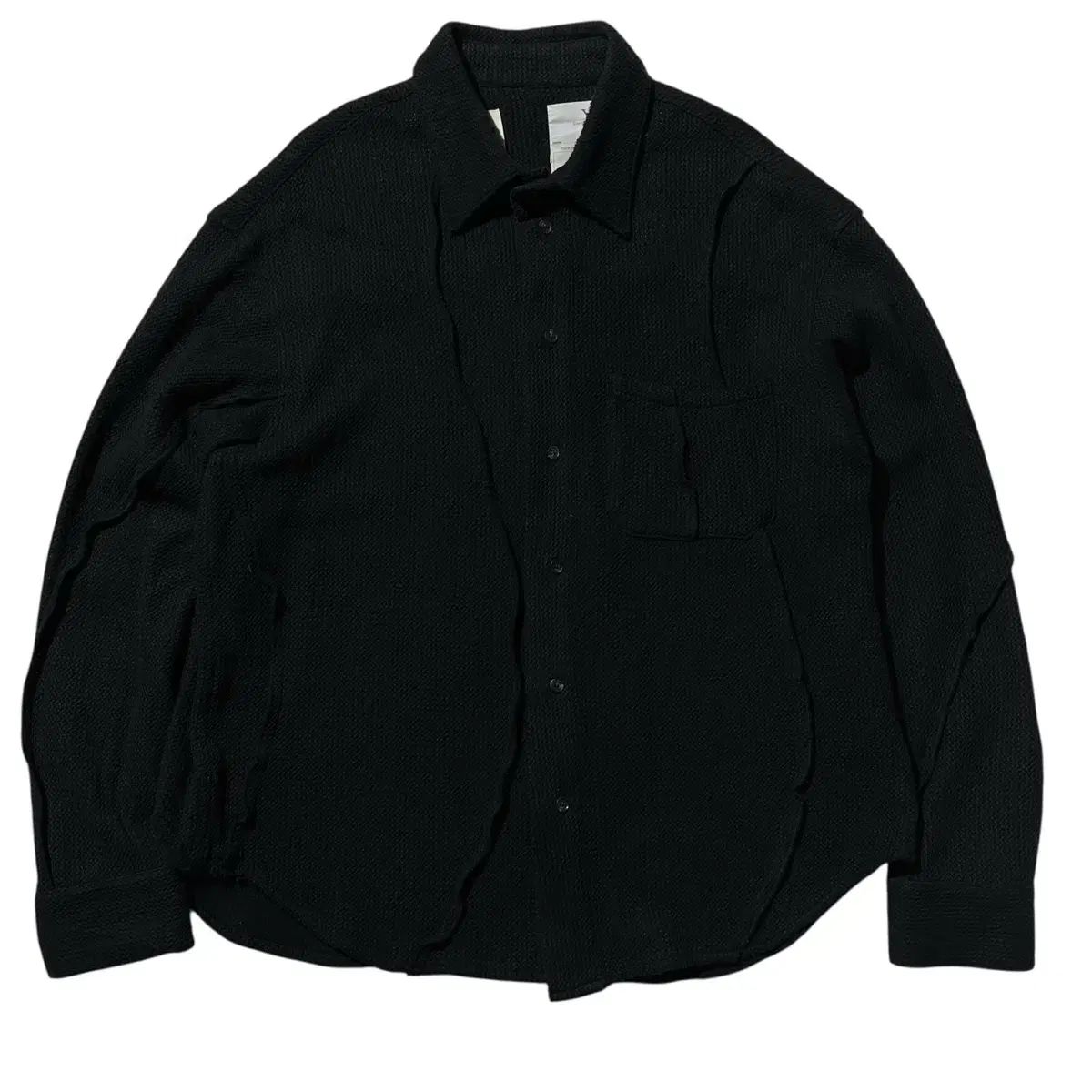 ワンサイズ yiayee イーエ ウェービング ターンアップ リネン コットン シャツ ブラック