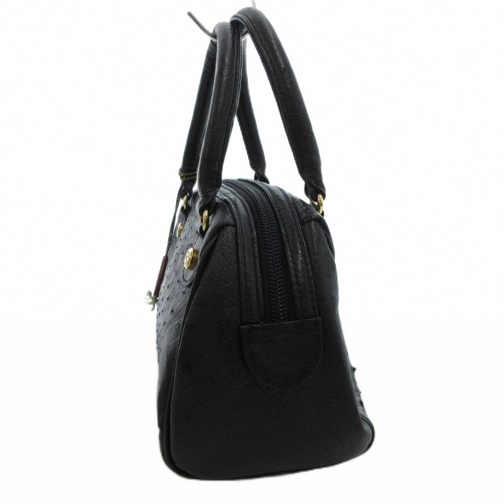 JRA ハンドバッグ レザー 本革 オーストリッチ 黒 ブラック /FF □ECT