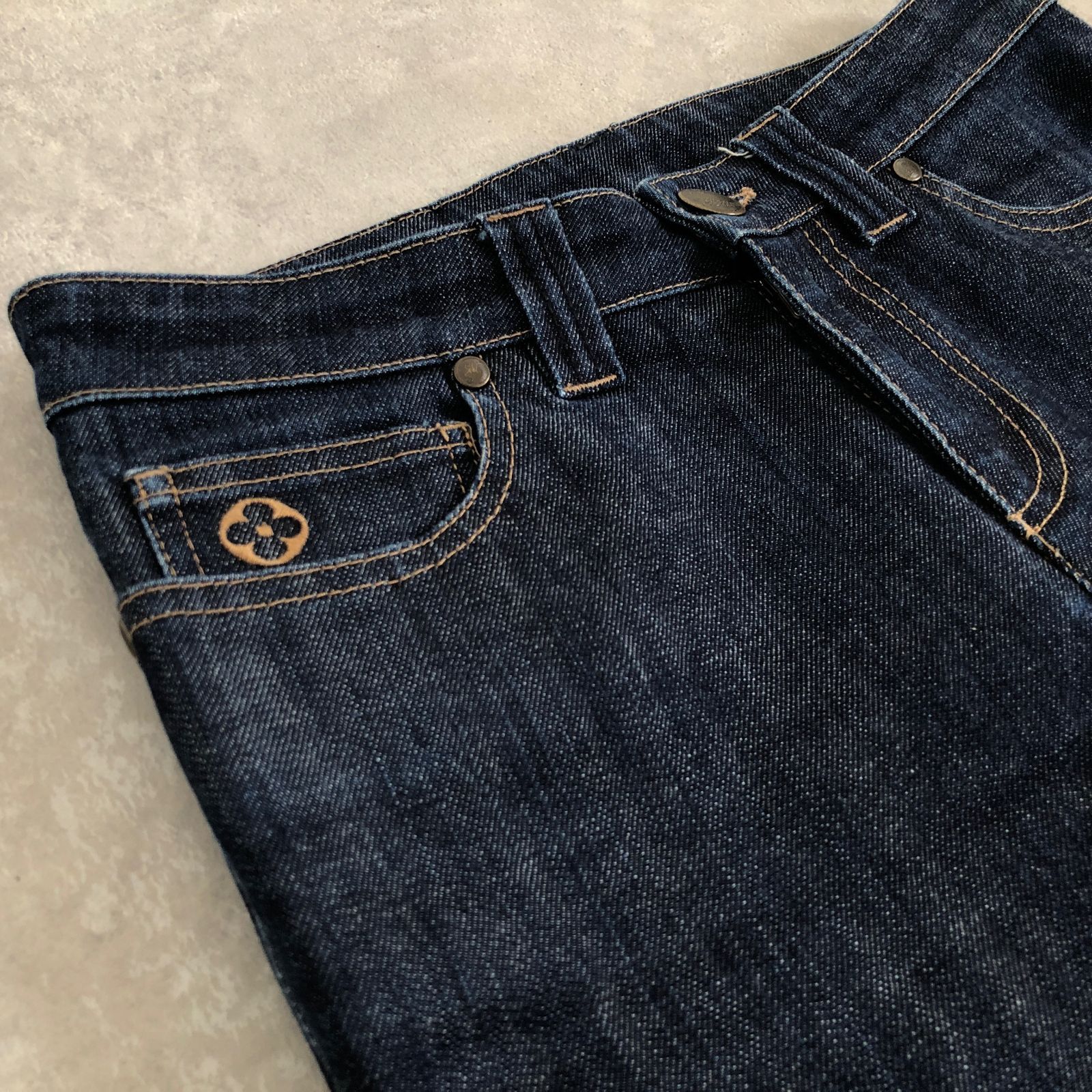 LOUIS VUITTON size36 裾ZIP ストレート デニム パンツ ルイヴィトン