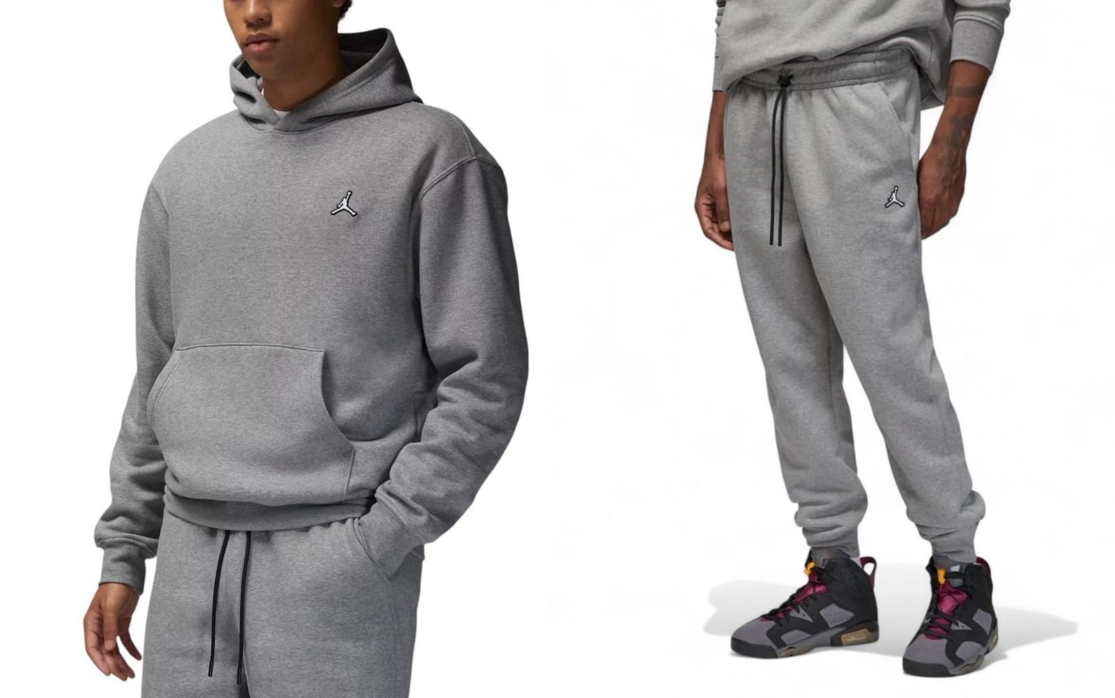 ナイキ メンズ 上下セット ジョーダン ブルックリン フリース プルオーバー スウェットパーカー × スウェットパンツ Lサイズ セットアップ グレー DQ 7466-091 7340-091