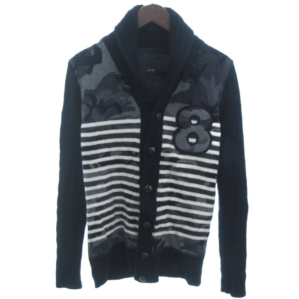 エーケーエム AKM ショールカラー ニット カーディガン ワッペン