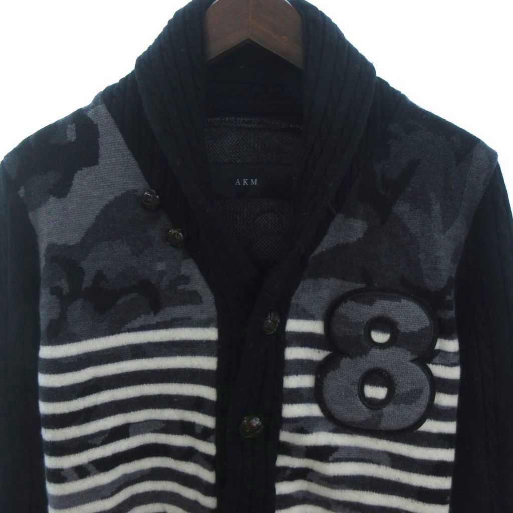 エーケーエム AKM ショールカラー ニット カーディガン ワッペン