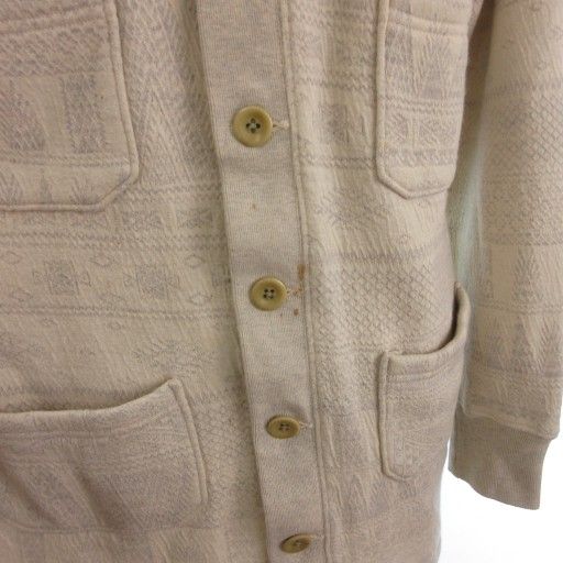 キャピタル kapital カーディガン ロング 総柄 長袖 Vネック 裏起毛 S