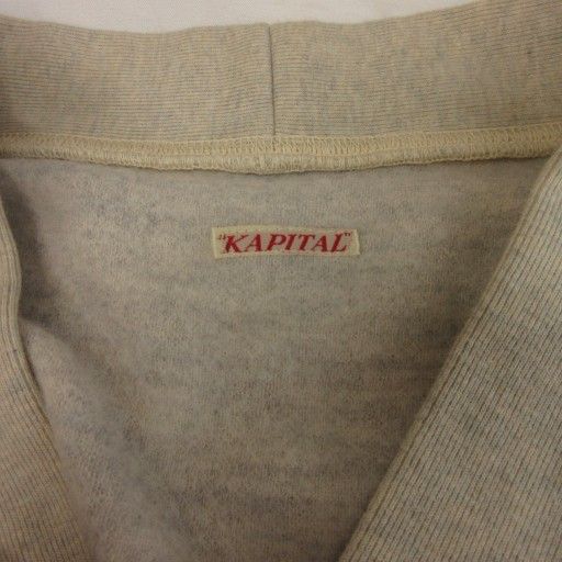 キャピタル kapital カーディガン ロング 総柄 長袖 Vネック 裏起毛 S