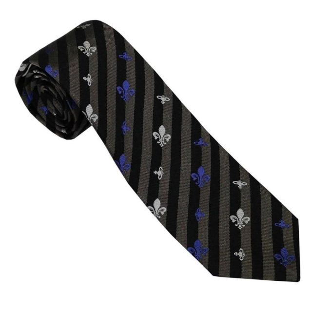 Vivienne Westwood ヴィヴィアンウエストウッド ネクタイ AW W 0191 P 401 GREY グレー 7 cm シルク100％ プレゼント ギフト メンズ