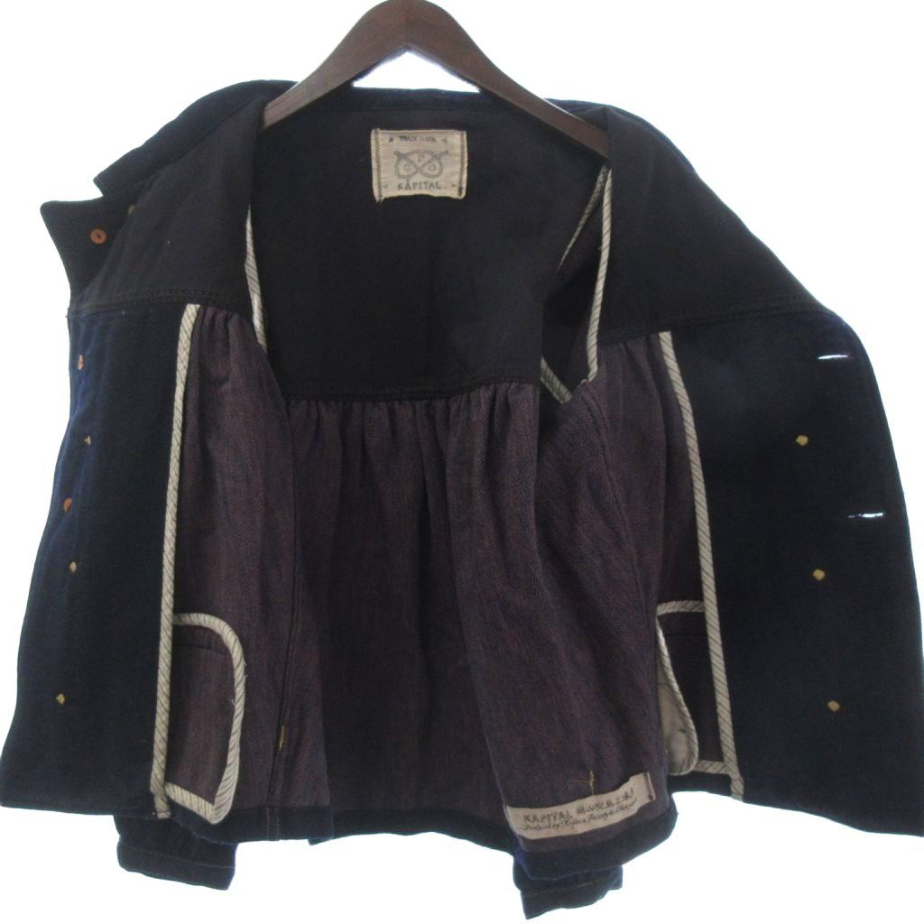 キャピタル kapital ジャケット インディゴ ステンカラー 長袖 刺繍 XS