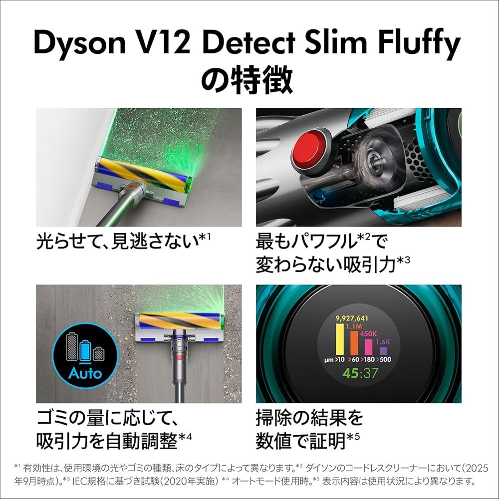 Dyson ダイソン 掃除機 コードレス V 12 Detect Slim Fluffy SV 46 FF EX スティック ハンディクリーナー