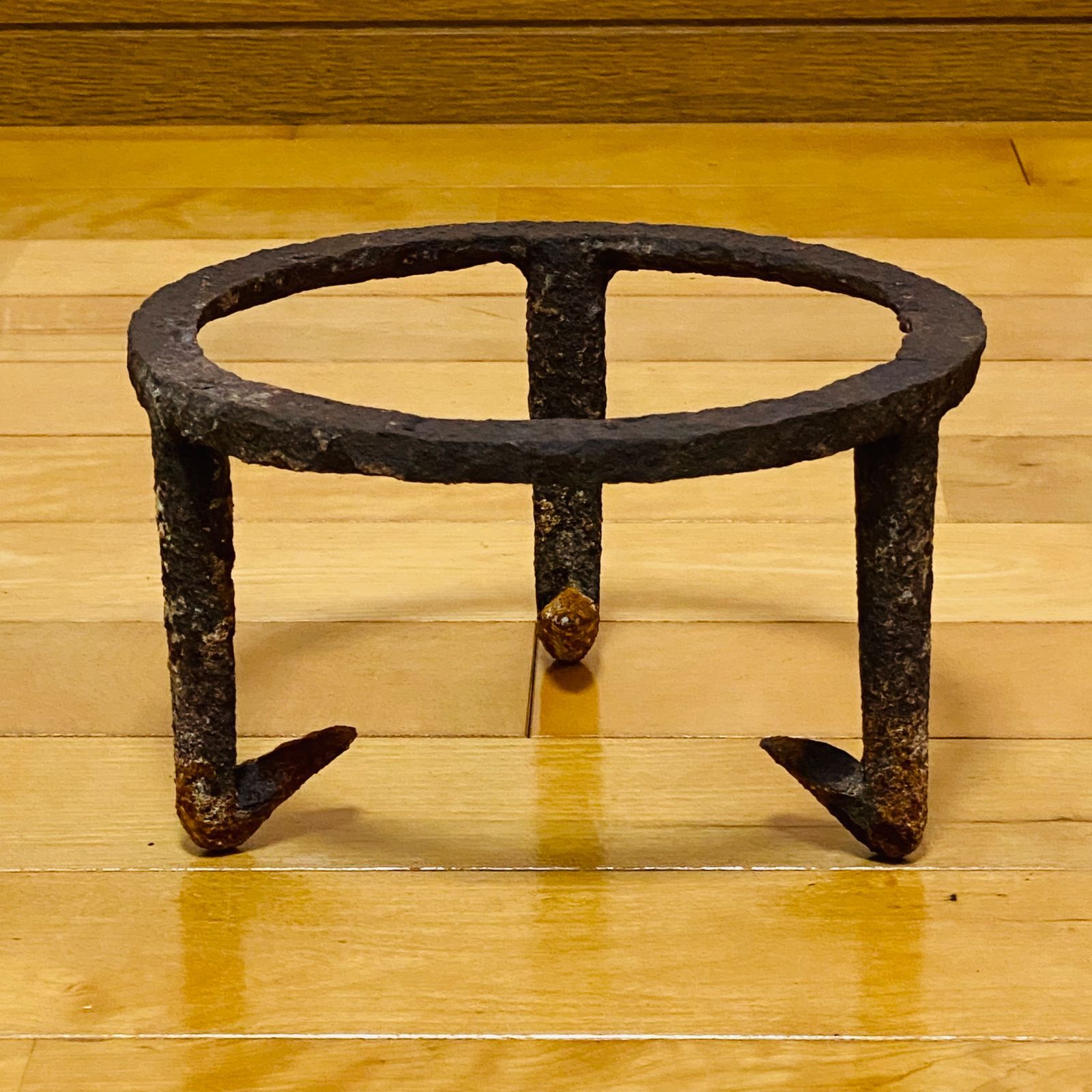 火鉢 木製 銅炉付 五徳付 金網付 直径約38cm H約23cm 送料込み