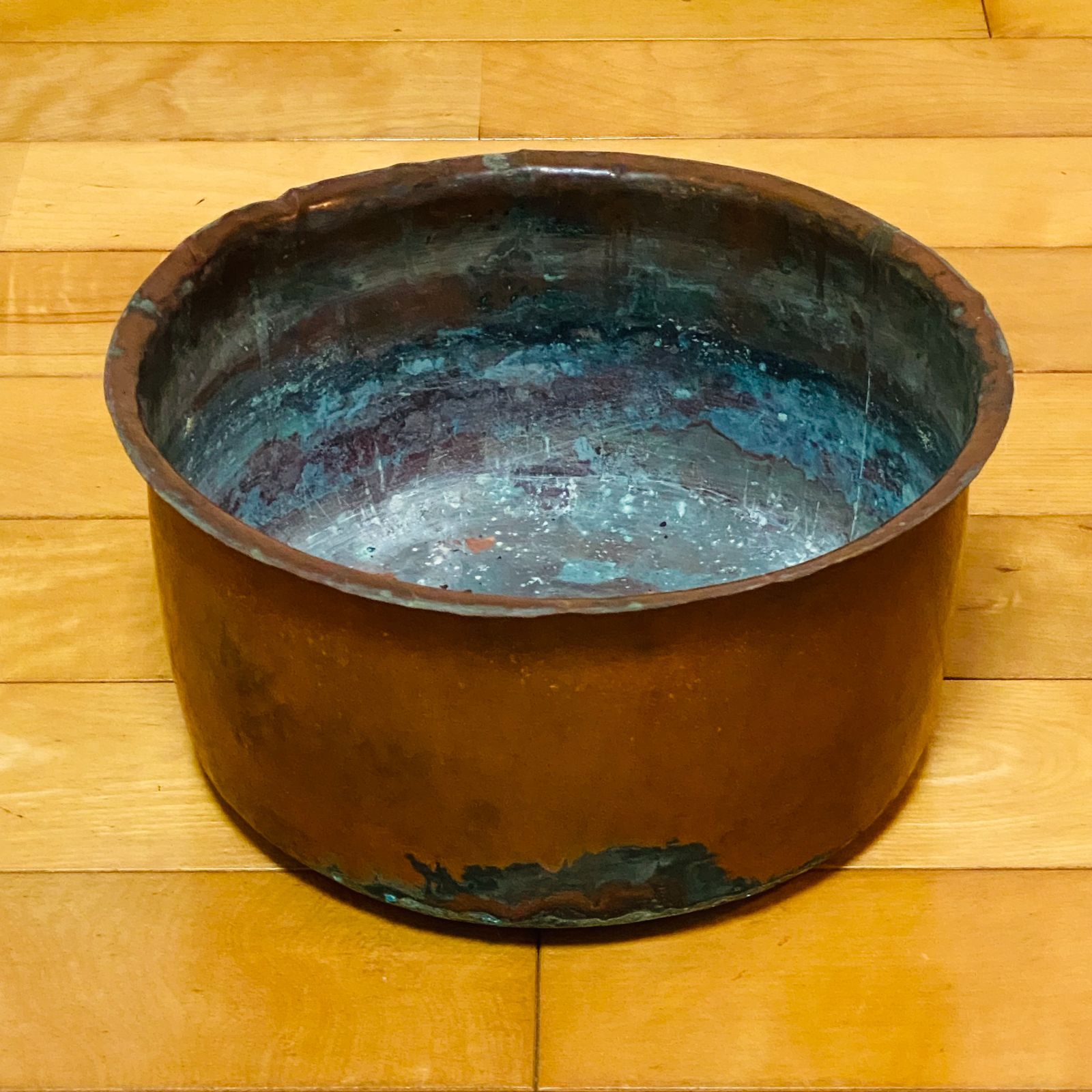 火鉢 木製 銅炉付 五徳付 金網付 直径約38cm H約23cm 送料込み