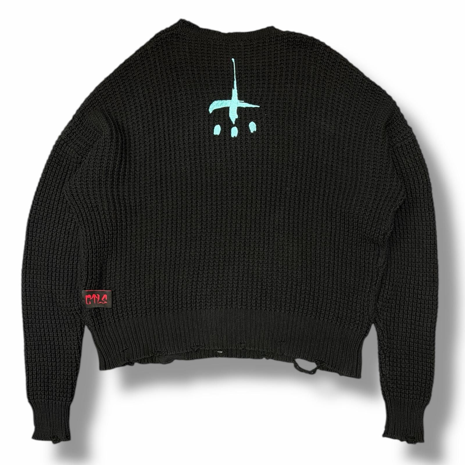 参考上代71500円 CVTVLIST 23AW クラッシュ加工 ニット セーター 刺繍