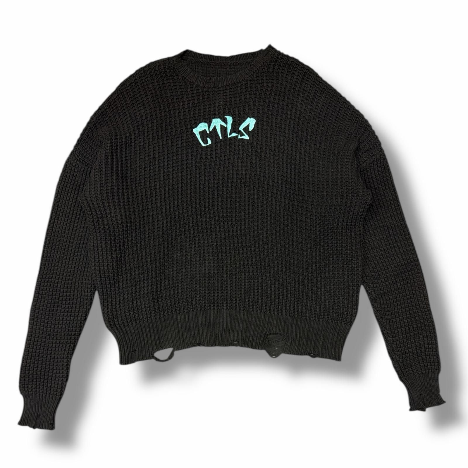 参考上代71500円 CVTVLIST 23AW クラッシュ加工 ニット セーター 刺繍