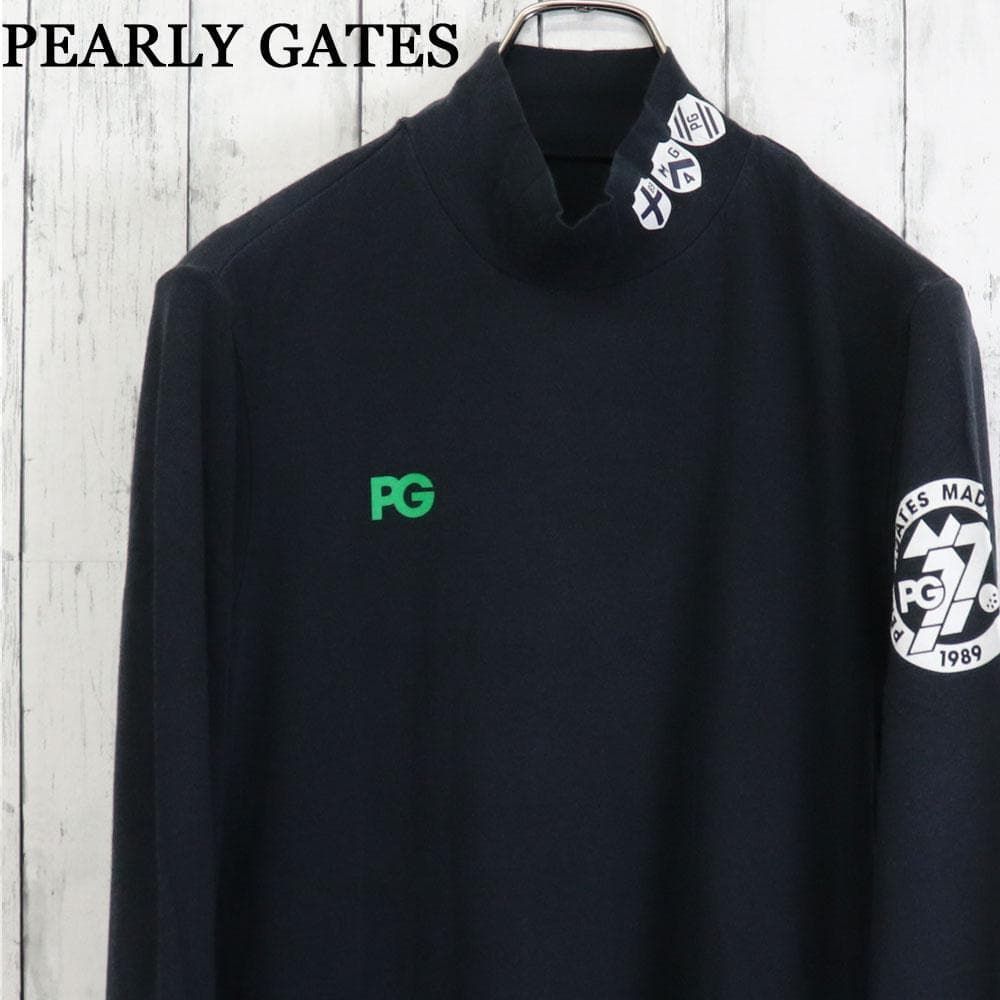 PEARLYGATESパーリーゲイツ モックネック長袖Tシャツ ストレッチロンT