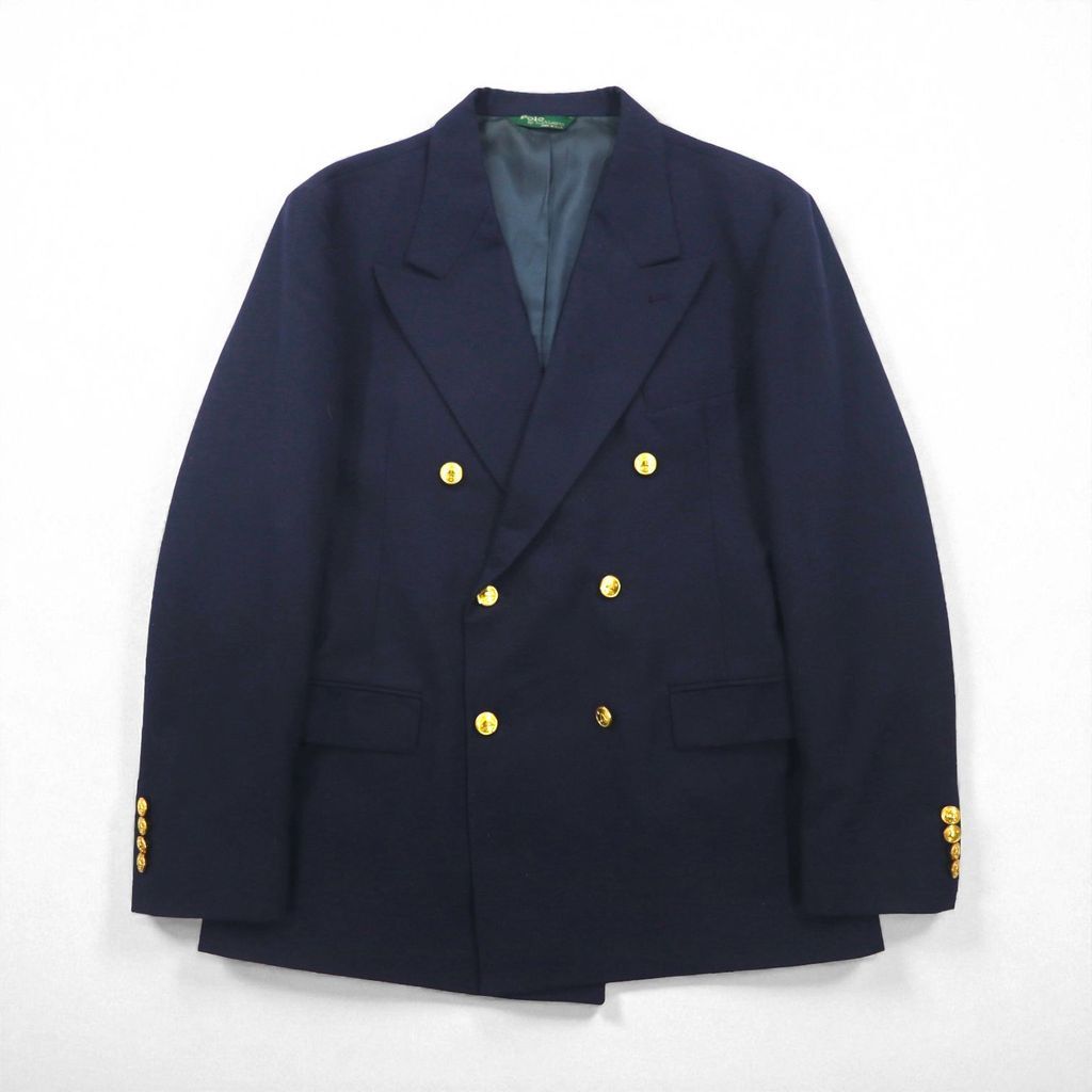Polo Ralph 90s USA製 紺ブレ ダブルピークドラペル メンズ Polo Ralph Lauren 90年代 USA製 ダブル ブレザー テーラード