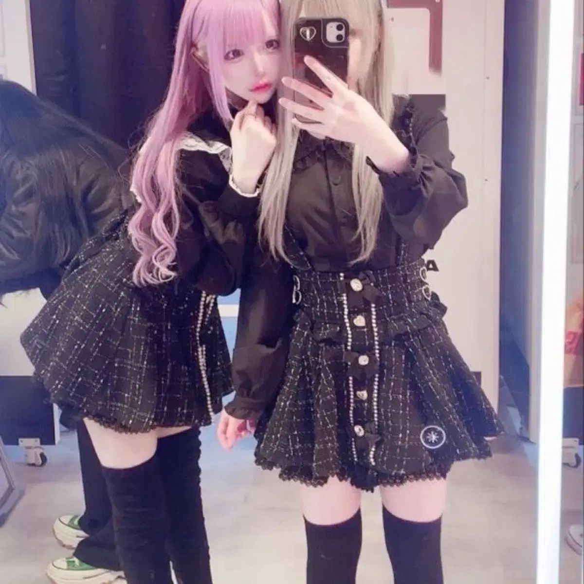 リズリサ ツイード サスペンダー スカパン ブラック 量産型 地雷系