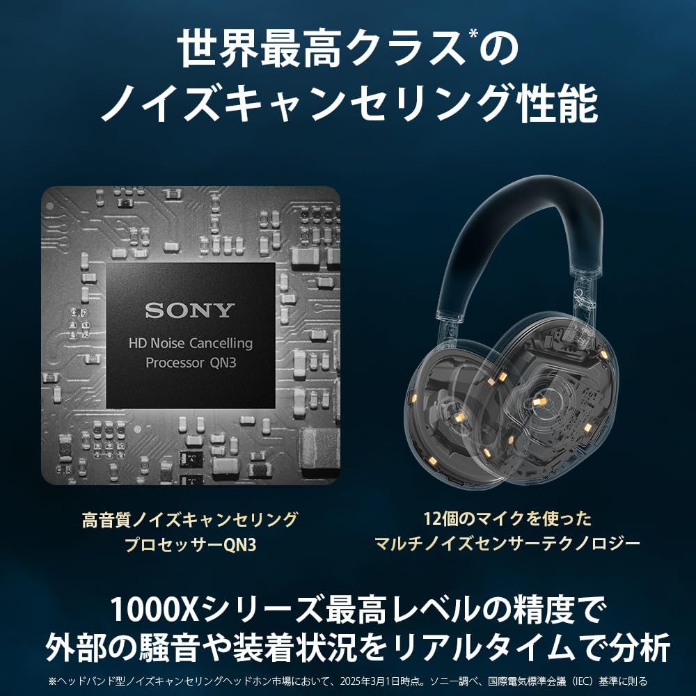 ソニー(SONY)WH-1000XM6 プラチナシルバー:ワイヤレスヘッドホン 世界