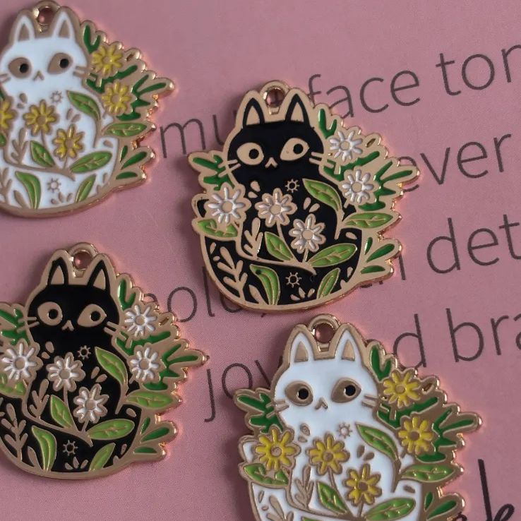 パミュパーツ♡メタルチャーム/花束にねこが？！♡猫ちゃんチャーム1個