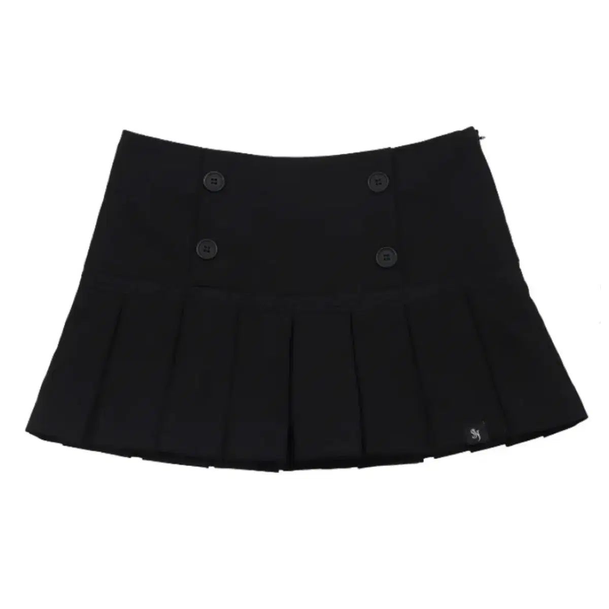 BUTTON LACE PLEATED SKIRT BLACK