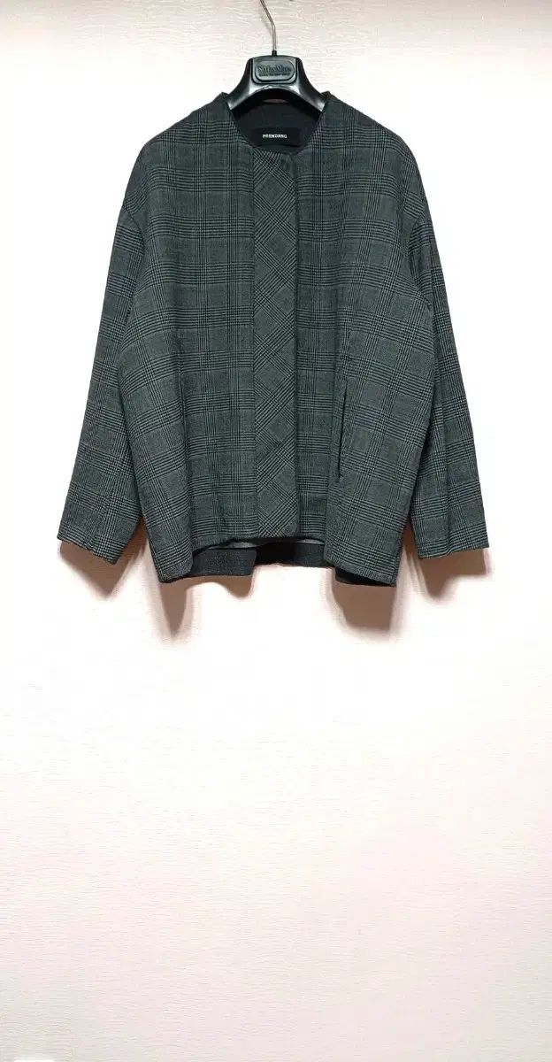 쁘렝땅 チェック ウール カシミア ジャケット 55-66