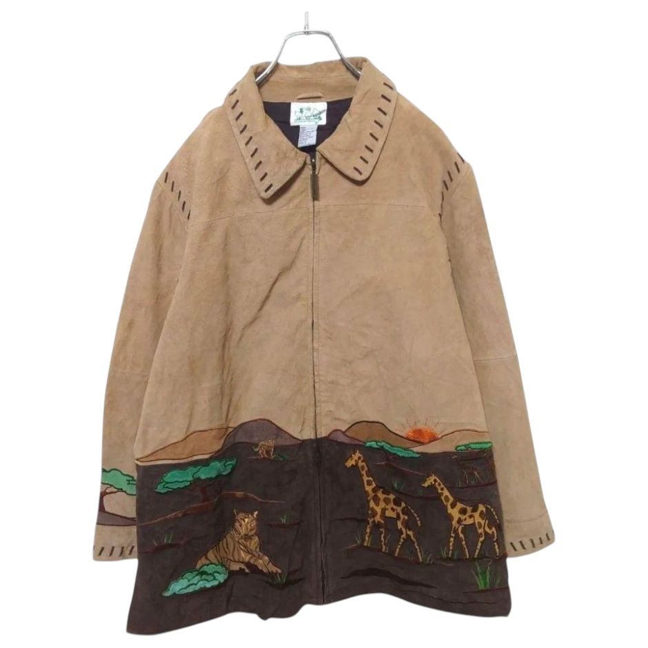 the Quacker Factory アニマル刺繍 レザージャケットA 3150