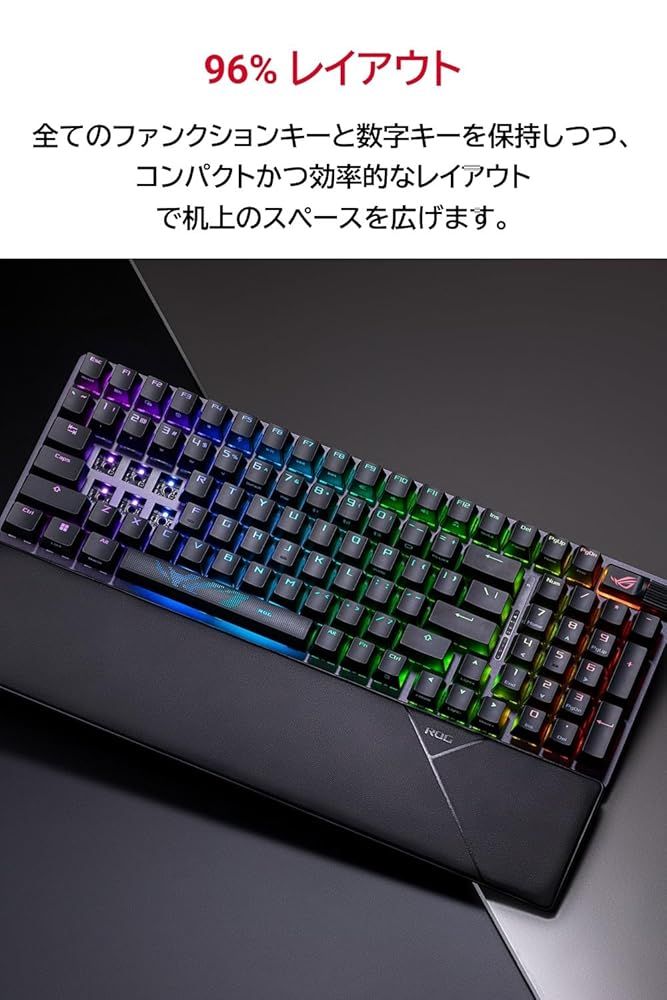 ASUS ゲーミングキーボード ROG Strix Scope II 96 Wireless トライモード接続 ストリーミング用ホットキー コントロール