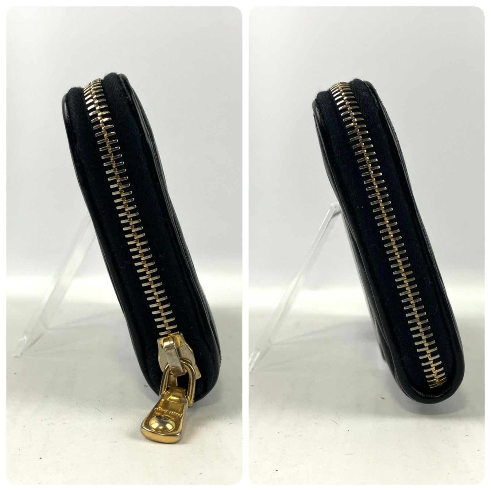 miumiu ミュウミュウ 長財布 マトラッセ ラウンドジップ レザー ロゴ