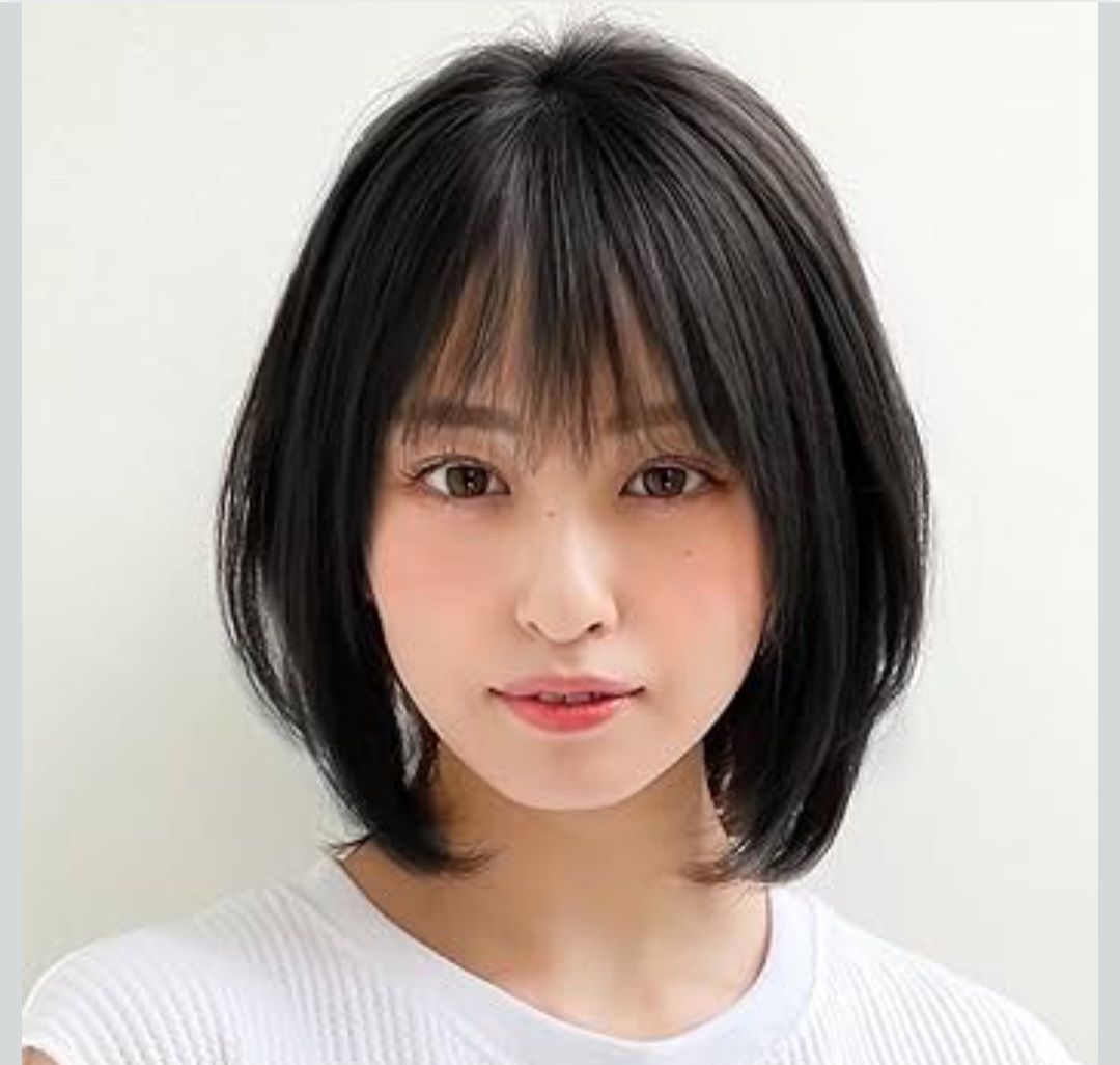 EMMOR 医療用ウィッグ 人毛 フルウィッグ人毛ミックス ショートボブ 手植え I型つむじ 超リアル 女性用 かつら レディース 前髪 自然 抗菌 ブラック 35 cm