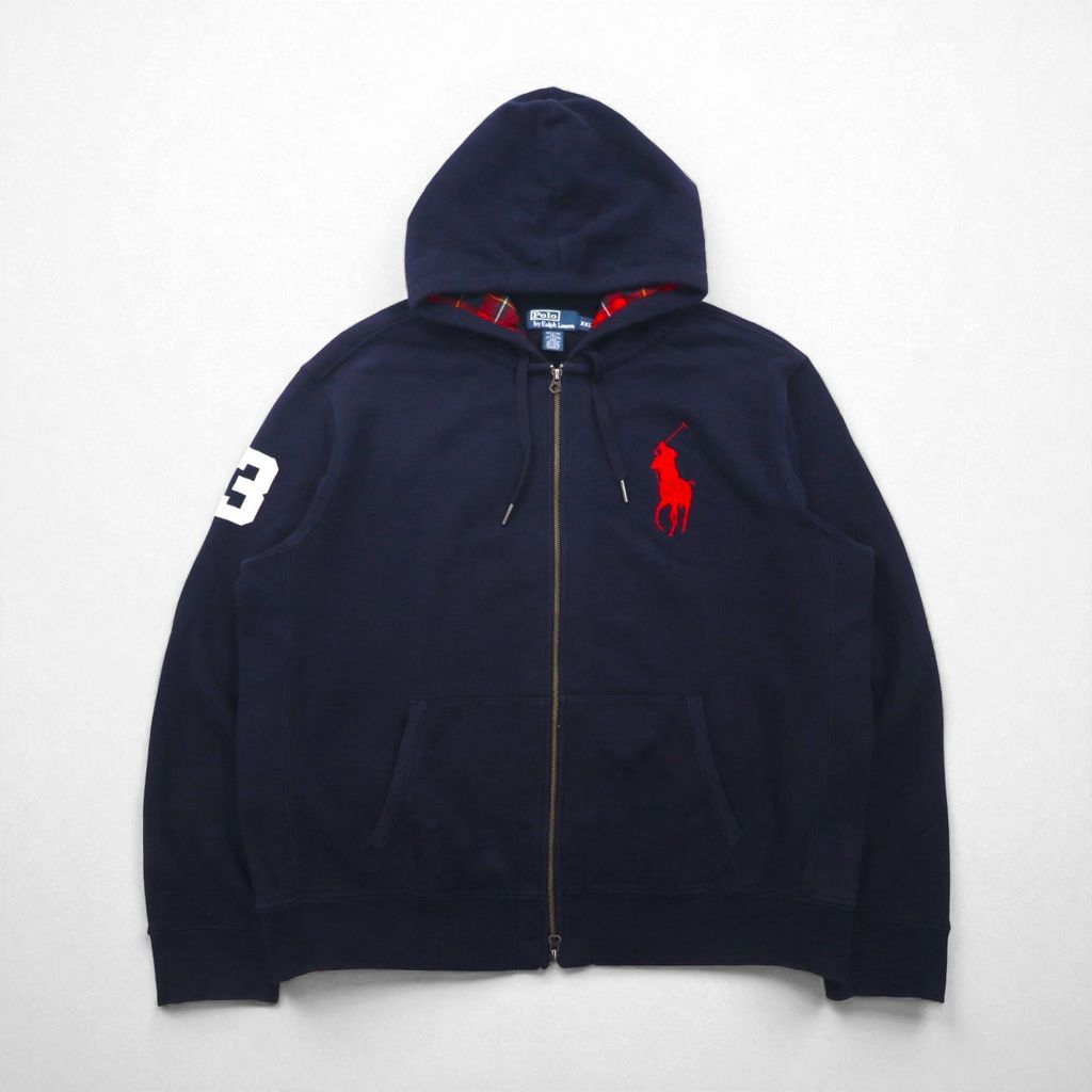 Polo Ralph Lauren 90年代 ビッグポニー 刺繍 リバースウィーブ ジップ