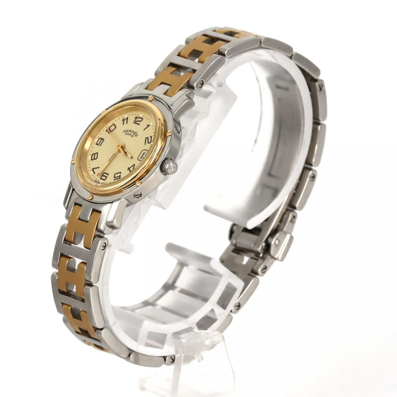 HERMES エルメス クリッパー コンビ クォーツ　腕時計 エルメス クリッパー コンビ CL4.220 SSxGP クォーツ - メルカリ