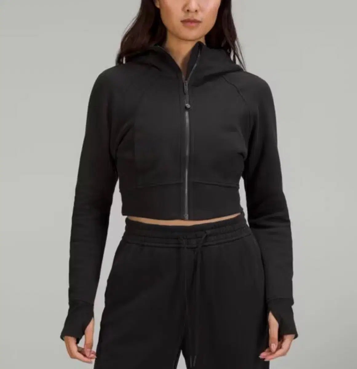 ルルレモン_スクーバ フルジップアップ クロップド フーディー_ブラック 6