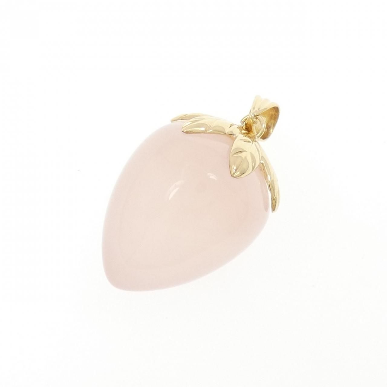 K 18 YG ストロベリー ローズクオーツ ペンダント