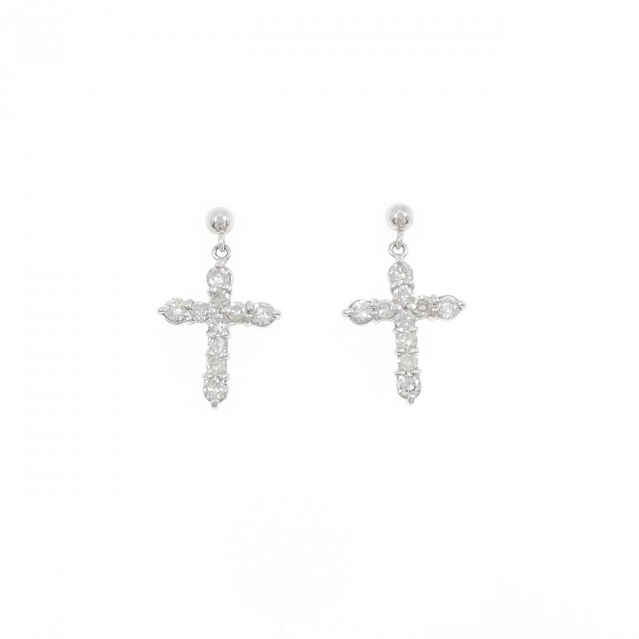 PT 900 クロス ダイヤモンド ピアス 0 50 CT