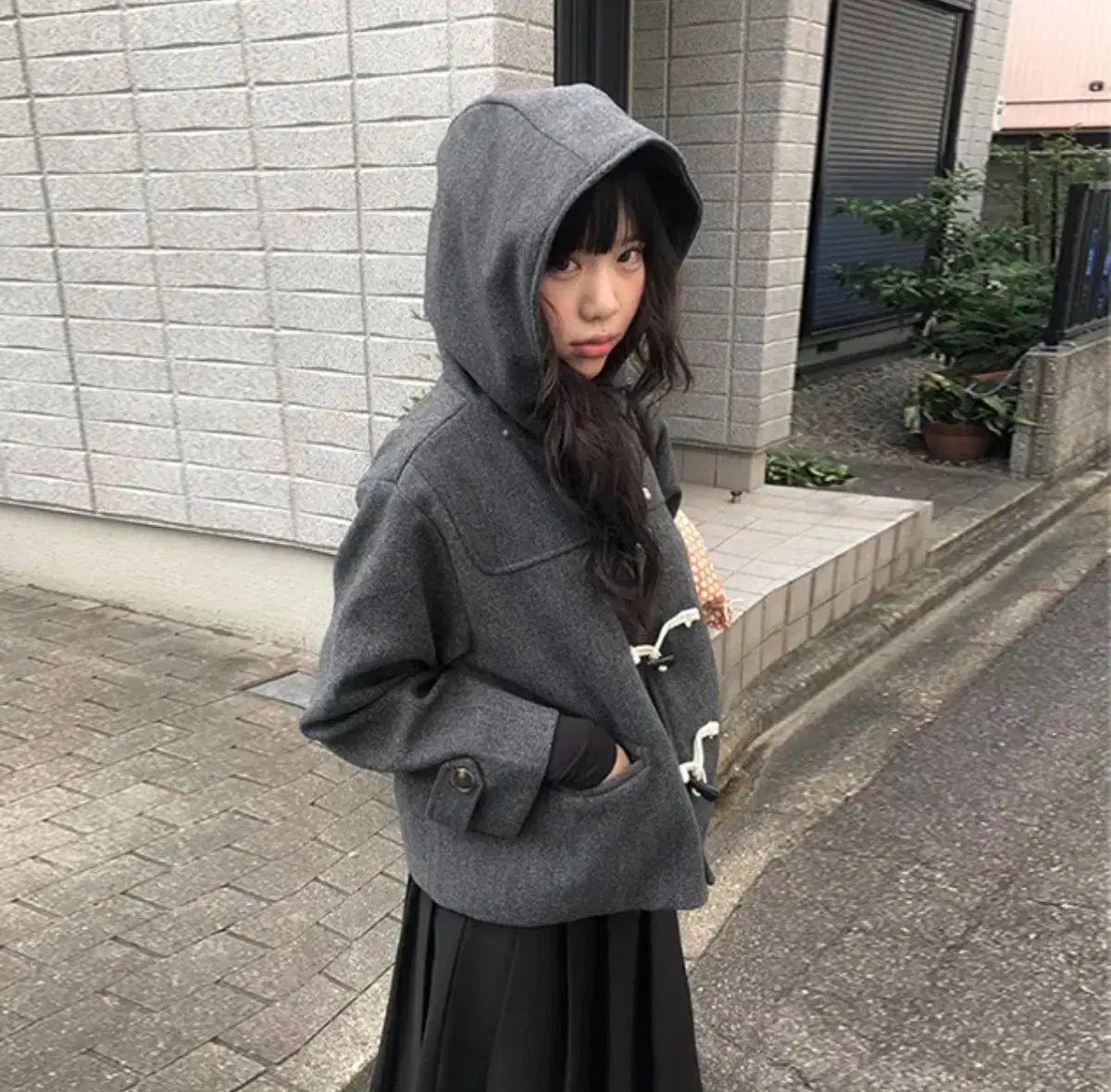 ダッフル グレー フー ウール ショート コート - メルカリ