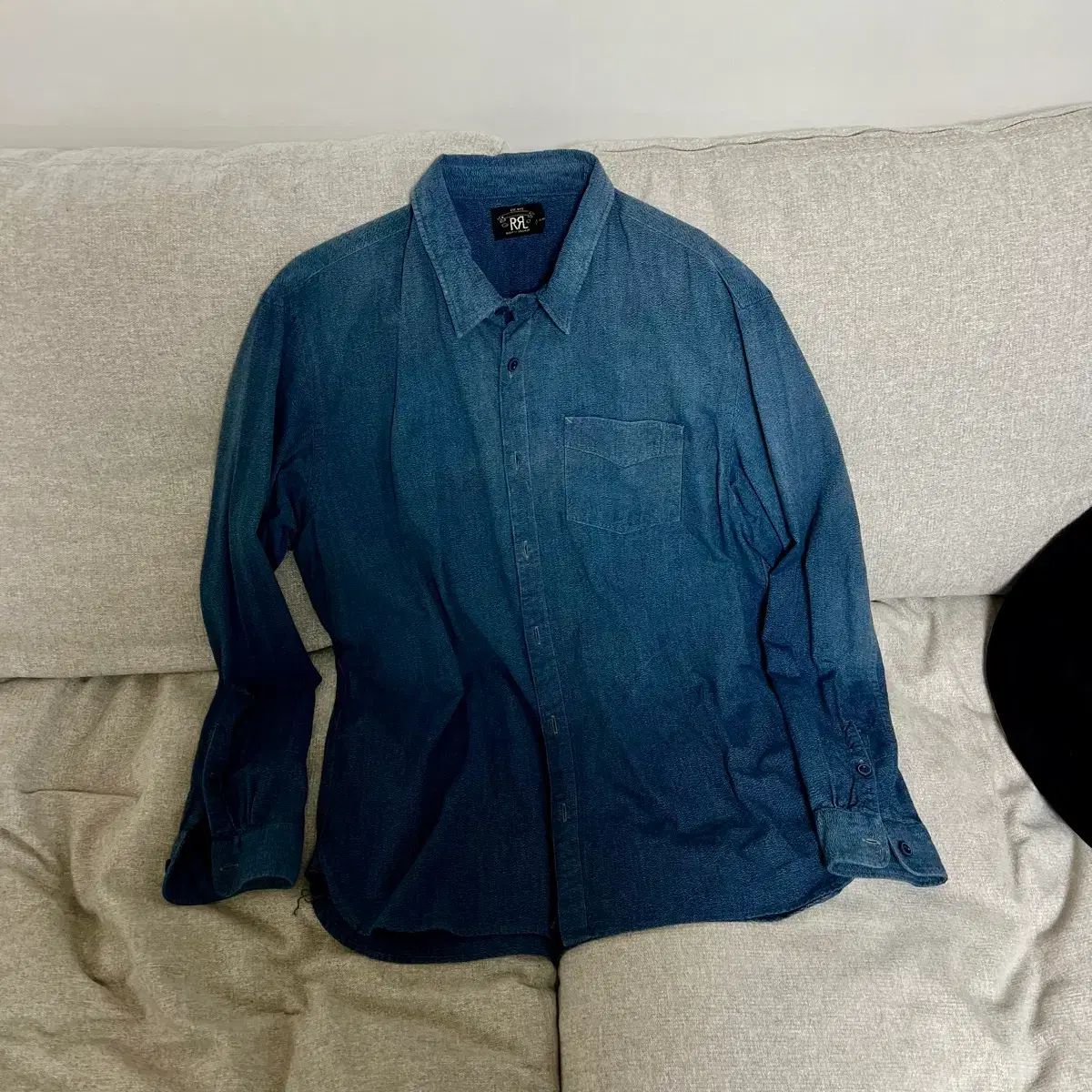 RRL ラルフローレン デニムシャツ Ralph Lauren RRL ウォッシュド デニムシャツ | ブルー | FARFETCH JP