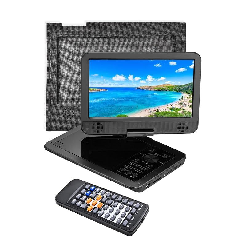 ホビナビ ポータブルDVDプレーヤー 12 5型 車載ホルダー付き 10 1インチ液晶 リージョンフリー CPRM対応 SDカード USB対応 リモコン付き 持ち運び 旅行 海外 飛行機 車内 軽量 dvp 001 bk