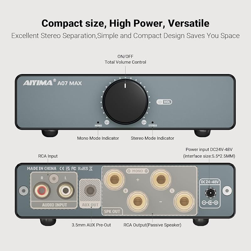 AIYIMA A07 MAX HIFI パワーアンプ 2チャンネルホームオーディオ