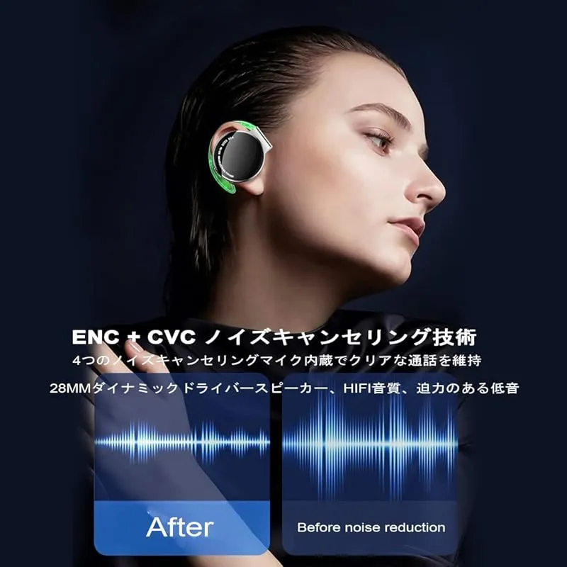 ワイヤレスイヤホン 耳掛け式 クリップヘッドホン Bluetooth 5.3