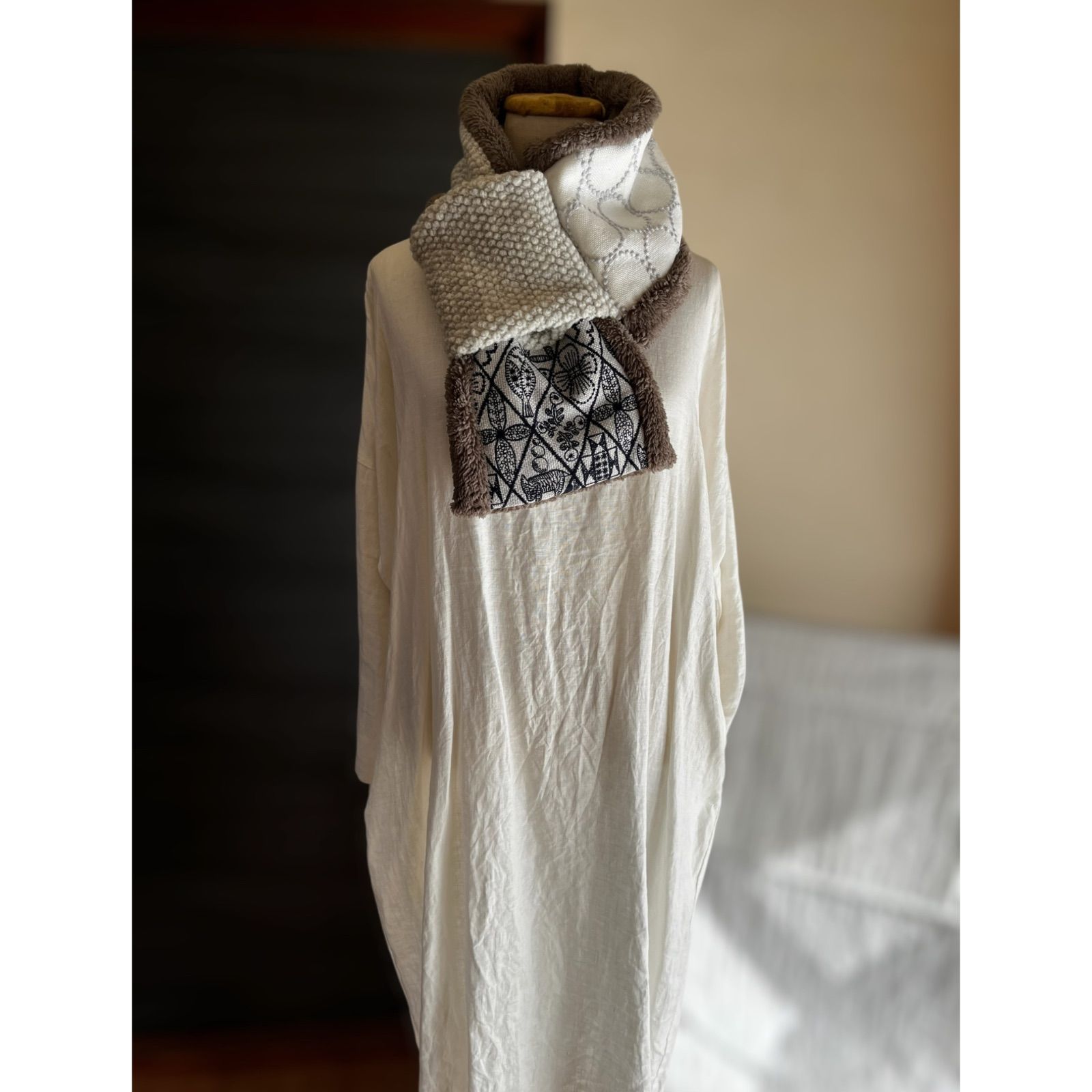 【マフラータイプ】skyful・tambourine ネックウォーマー ミナ生地 マフラータイプ】symphony・tambourineネックウォーマーミナペルホネン