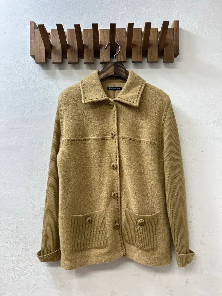 日本 ヴィンテージ ウール ニット コート ジャケット