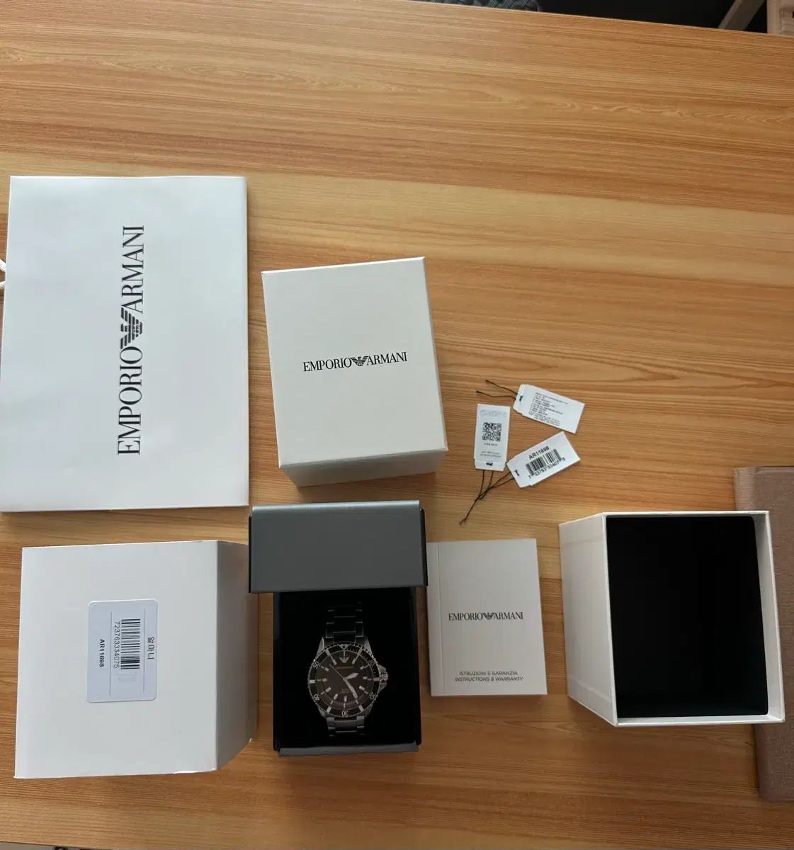 アルマーニ エンポリオ 42 mm グリーン シルバー