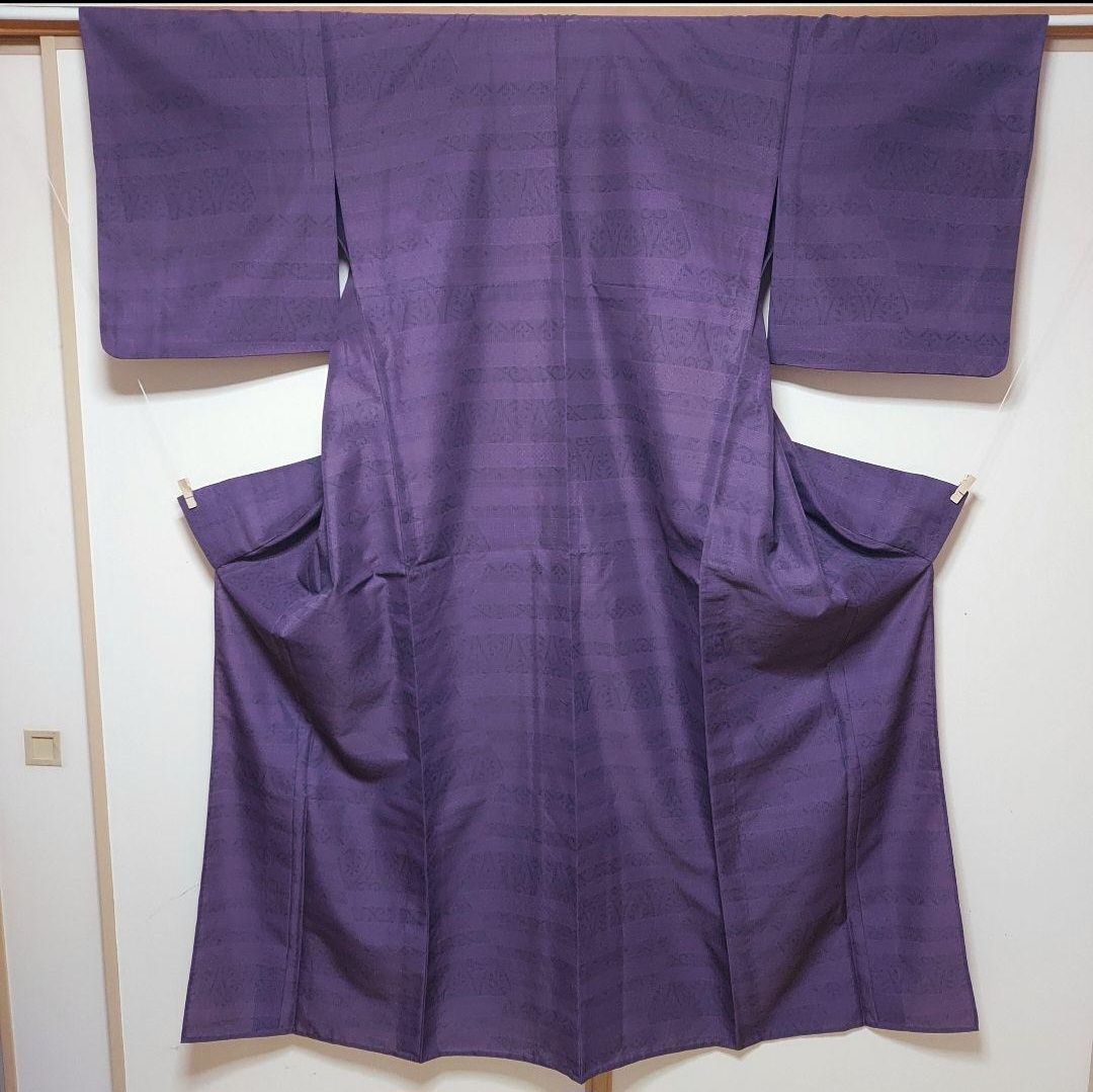 ポリエステル着物専門店in.style◆美品◆小紋着物◆夏着物◆薄物◆広衿◆紗織◆洗える着物◆Mサイズ◆裄67cm◆丈164cm