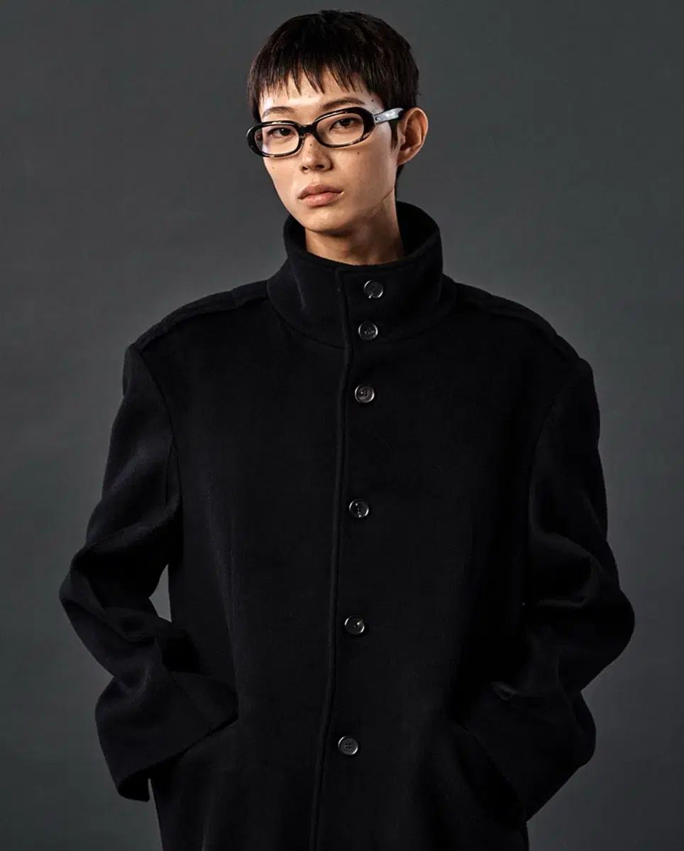 2 アレンヌ ウール カシミア ハイネック コート ブラック