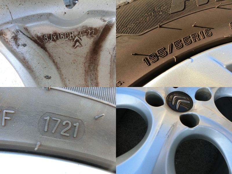  894 シトロエン C 3 16インチ アルミホイール 16 6 0 J 22 PCD 108 ハブ径 約65 mm 4穴 4本セット 195 55 R 16インチ タイヤ ホイールセット