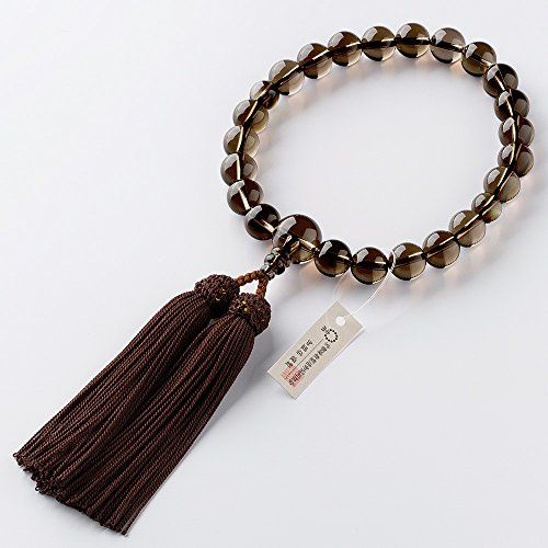 仏壇屋 京念珠 数珠 男性用 茶水晶 22玉 正絹頭付房 数珠袋付き すべての宗派で使える男物念珠 証明書付 8615 c 0 bd