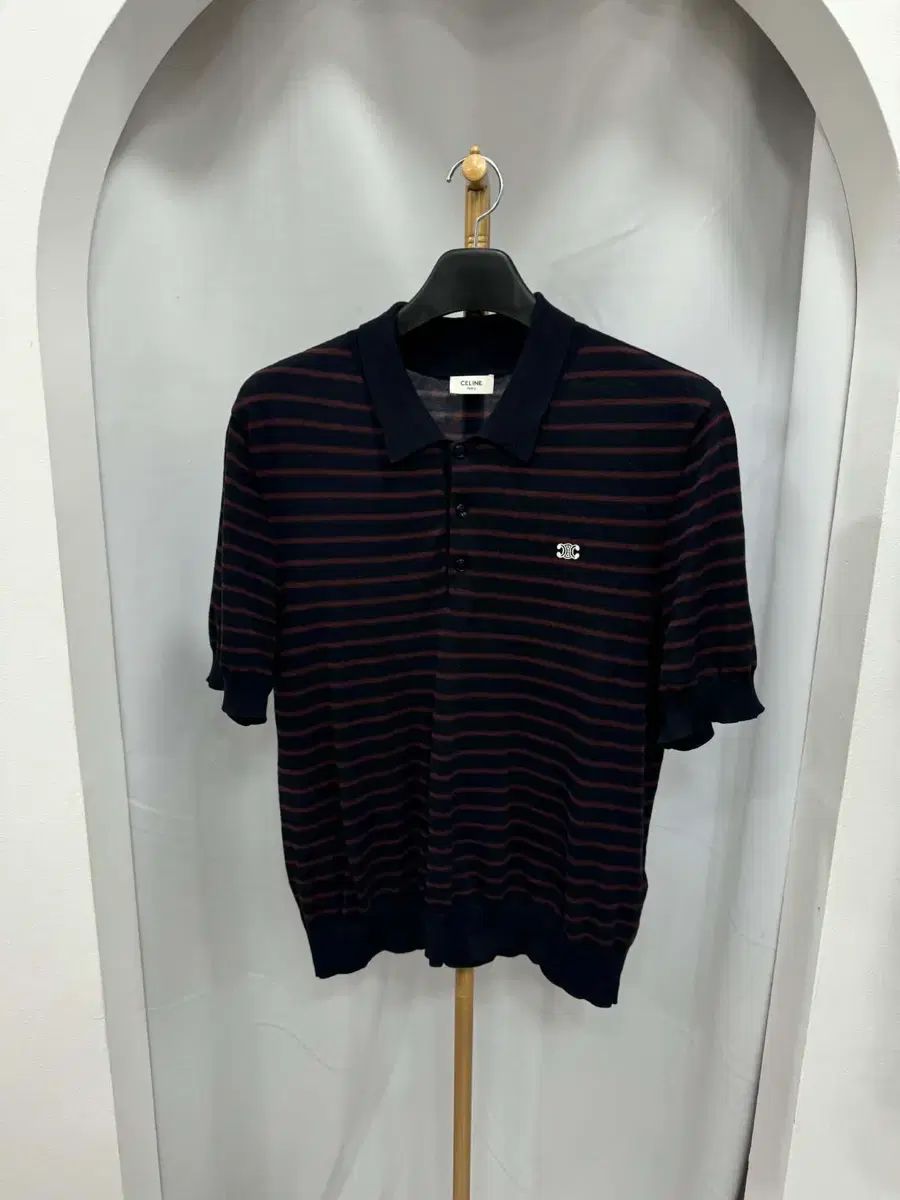 Celine セリーヌ ストライプ ポロ KARA カラ 半袖 L