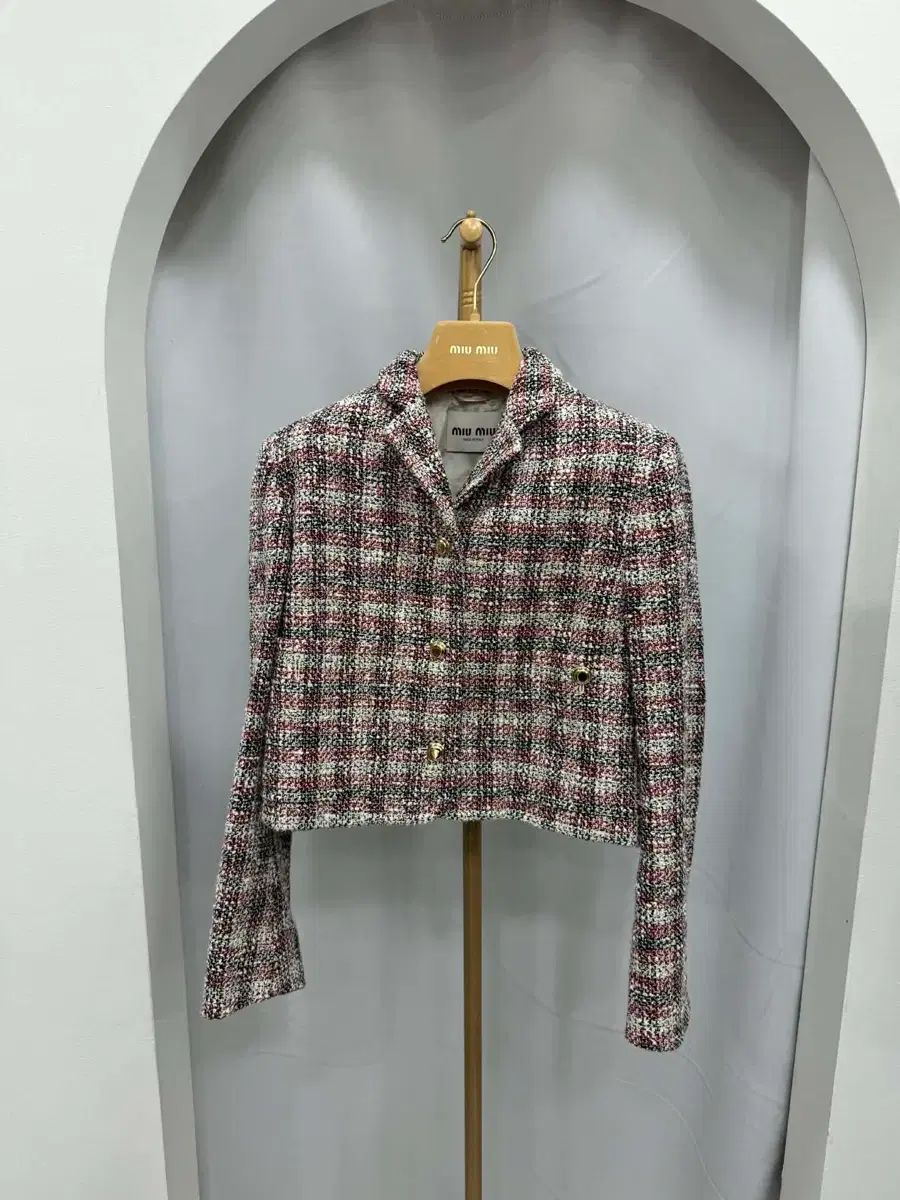 ミュウミュウ ブレスト チェック ジャケット