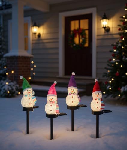  雪だるま ソーラーライト ガーデンライト 4点セット 防水 自動点灯 消灯 置物ライト 飾り 屋外 装飾品 庭 パス 歩道 芝生 デコレーション 雰囲気作り おしゃれ イルミネーション 739 f 221 キッチンツールスタンド トング その他 キッチン 食器